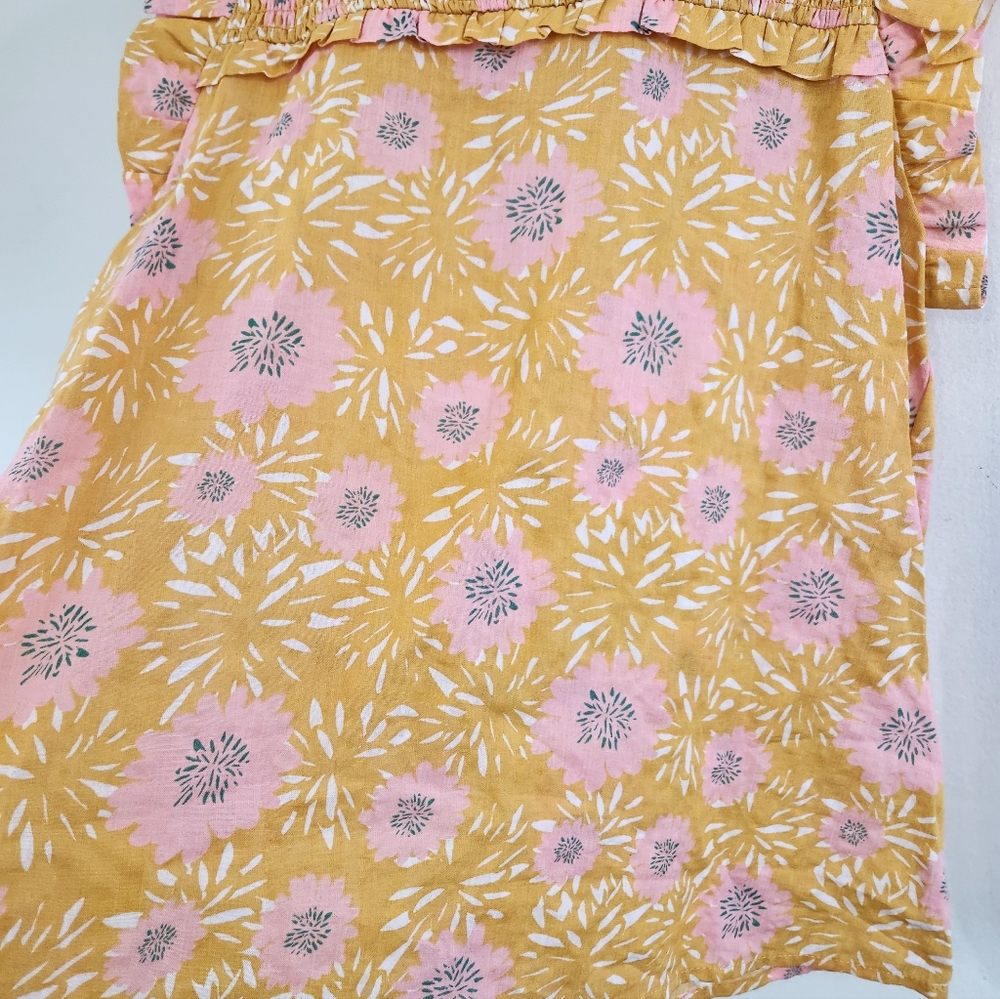 THML Yellow and Pink Floral Smocked Top - Picture 3 of 6